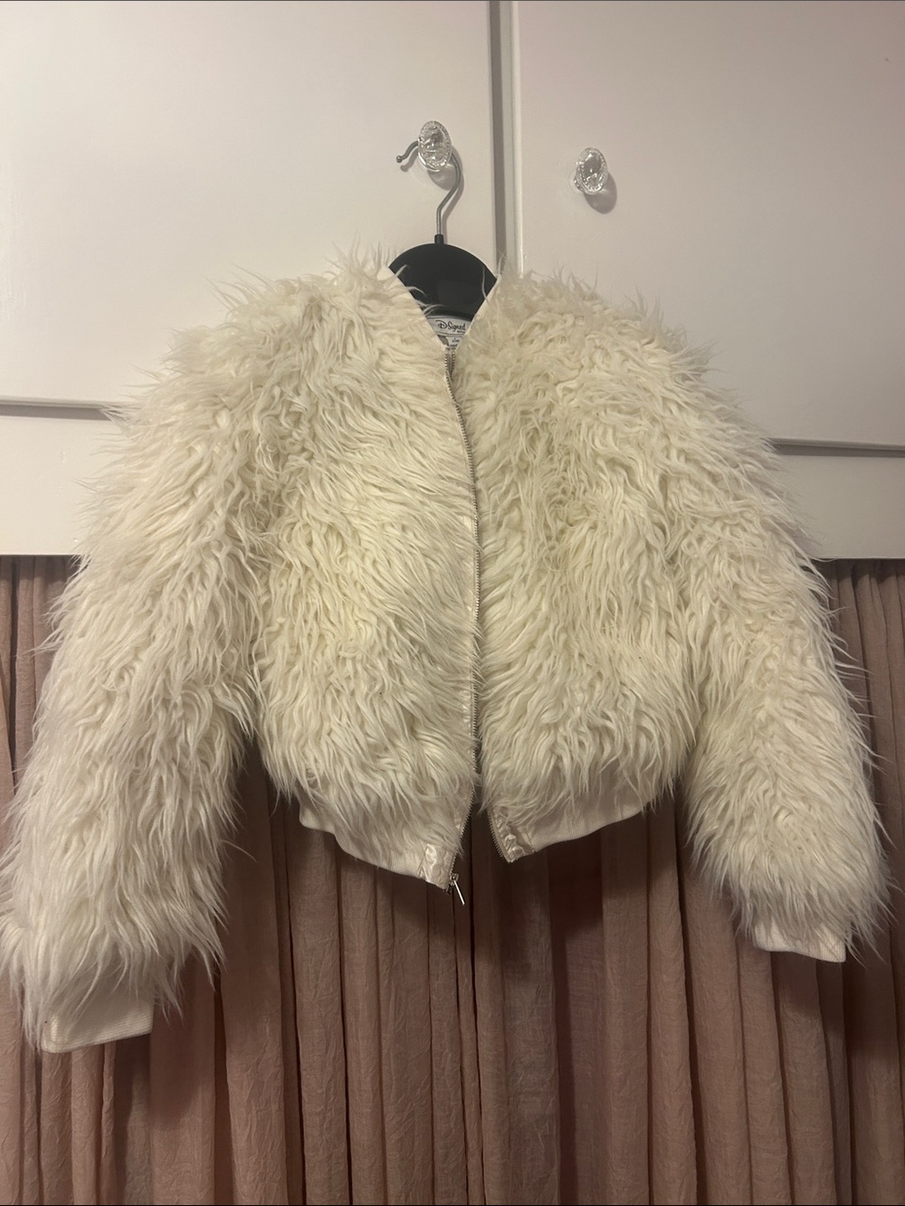 Disney Ivory Faux Fur Cropped Kids Jacket